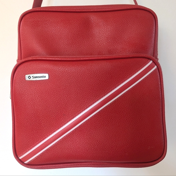 Samsonite 70's Vintage Red Structured Carry On Travel Bag 🍒 - Picture 2 of 12